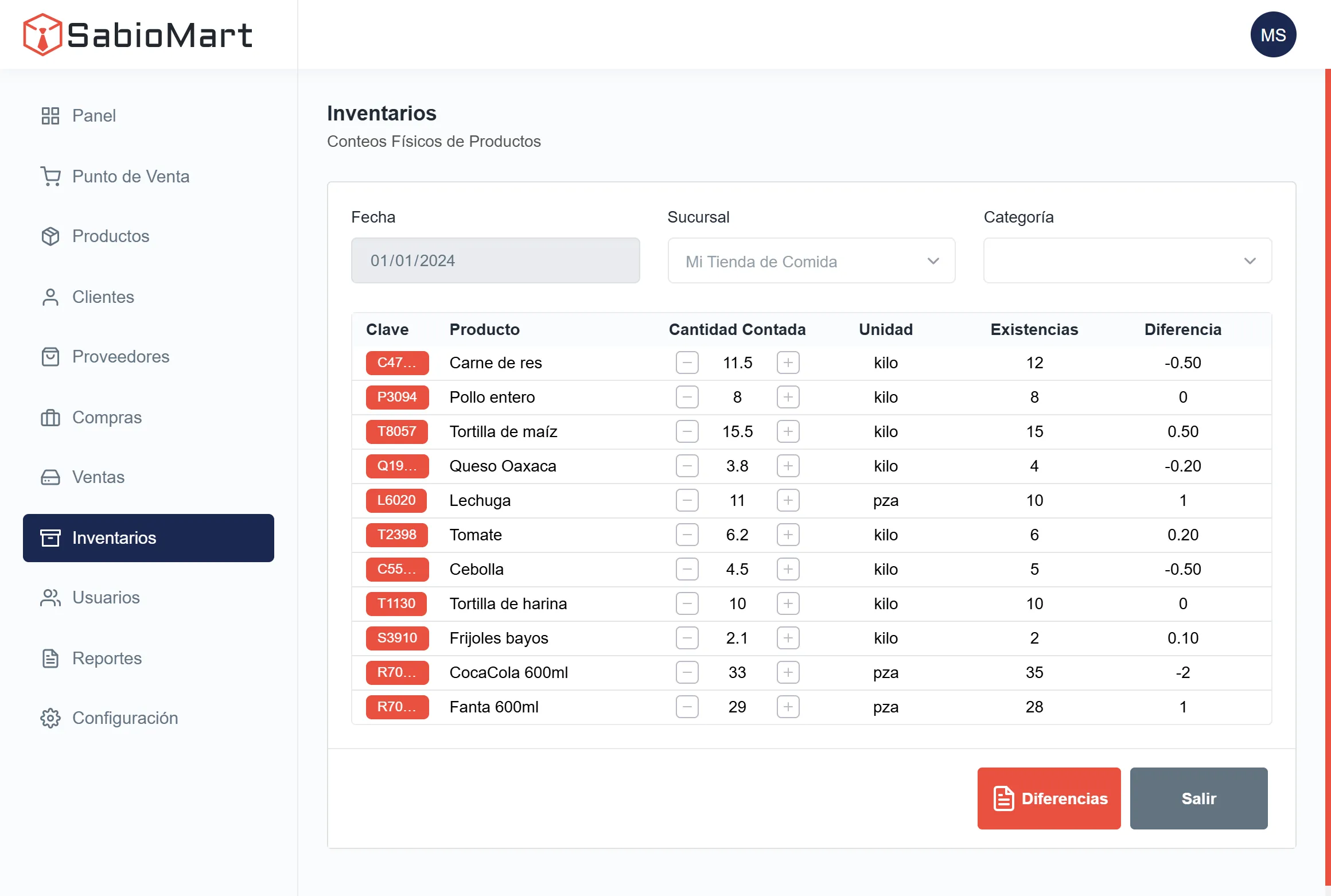 SabioMart Inventario